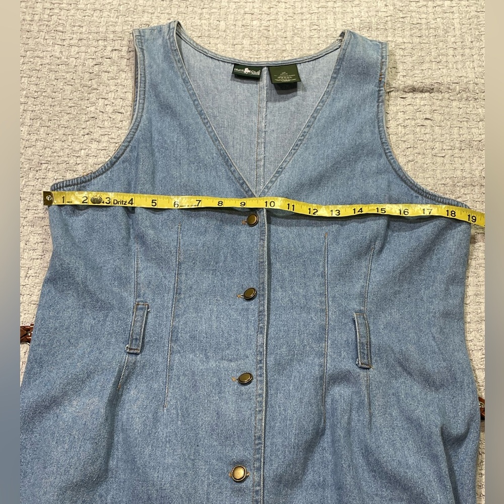 Vintage Chambray Button-Front Midi Dress with Belt - Picture 9 of 14